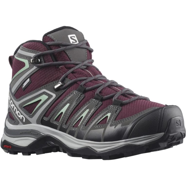 Botas Caminhada Salomon X Ultra Pioneer Mid CSWP Feminino Bordeaux Cinzentas Escuro | PT W17956